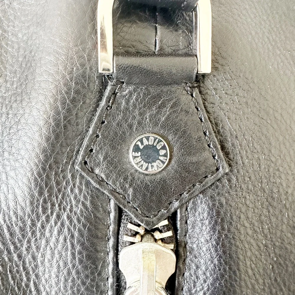 Zadig & Voltaire Black Leather Satchel with Silver Hardware